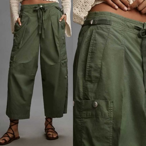 Pilcro x Anthropologie Slouchy Fit Surplus Cargo Pants in Green Size 25 NWT - Picture 2 of 9